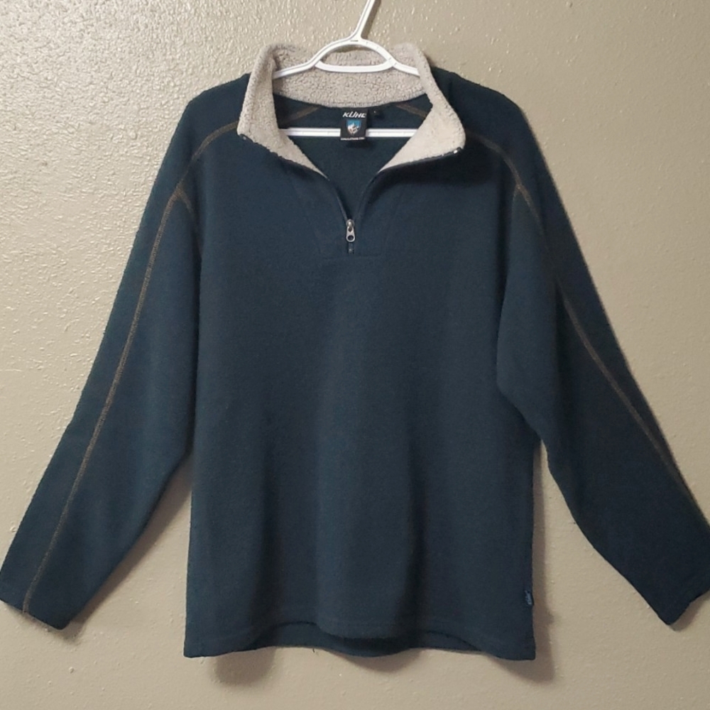 Kuhl Alfpaca 1/4 Zip Pullover Fleece Sweater Mens Sz Large Green Outdoor Hiking